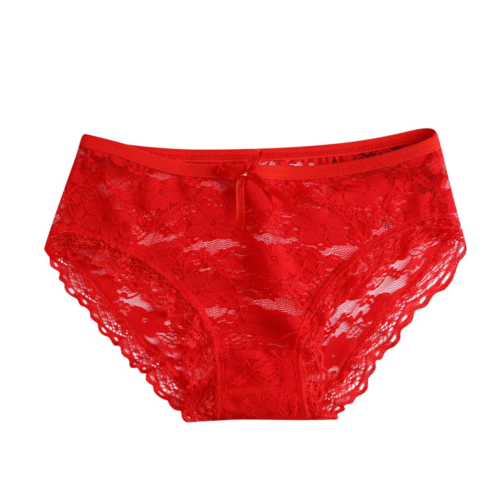 thumbnail image 1 of Braguitas sexy de encaje para mujer con malla hueca y lazo, cintura baja, mezcla de poliéster, nailon y spandex, talla única para 40-60 kg, ideal para un estilo sexy y de discoteca, 1 of 4